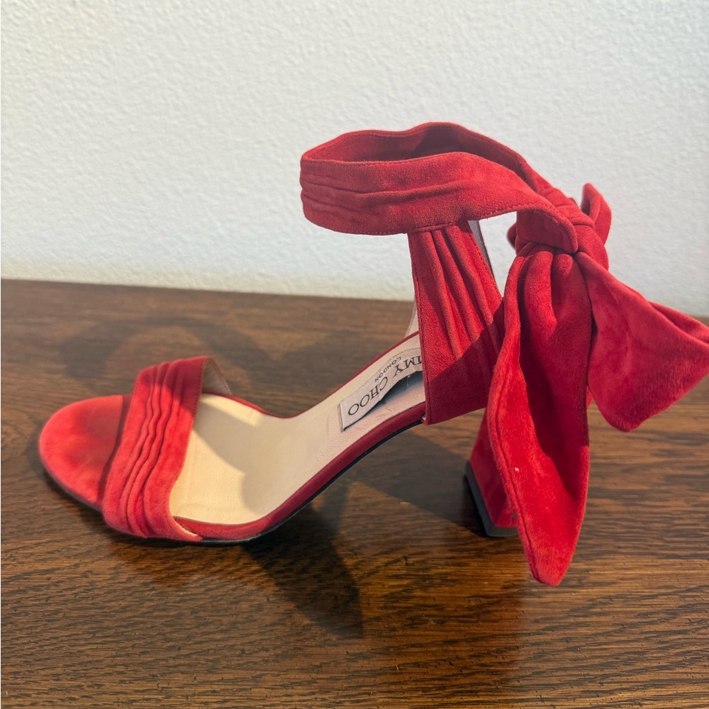 Jimmy Choo Kora 85 Red Suede Shoes- Size 10 (40)